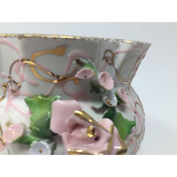 Vintage 3 Legged Lefton China Hand Painted Bowl/Planter Marked 50441 - Picture 3 of 10